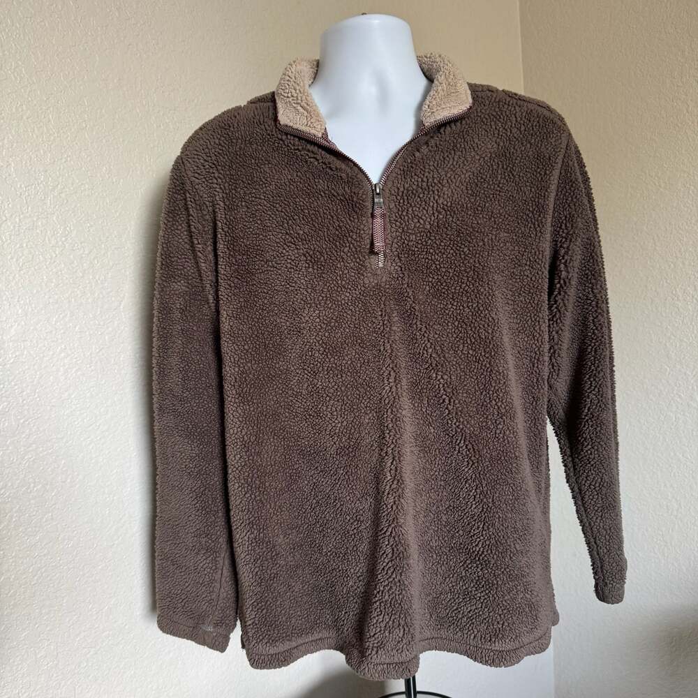 True Grit Quarter-Zip Sherpa Fleece Pullover Brown